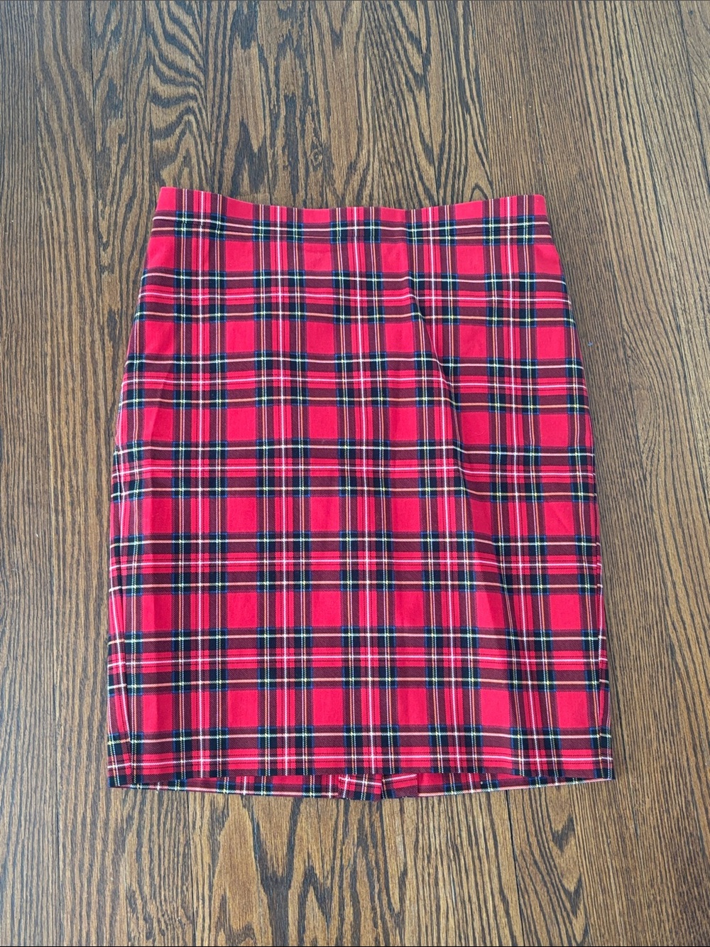 J. Crew Red and Black Plaid Pencil Skirt